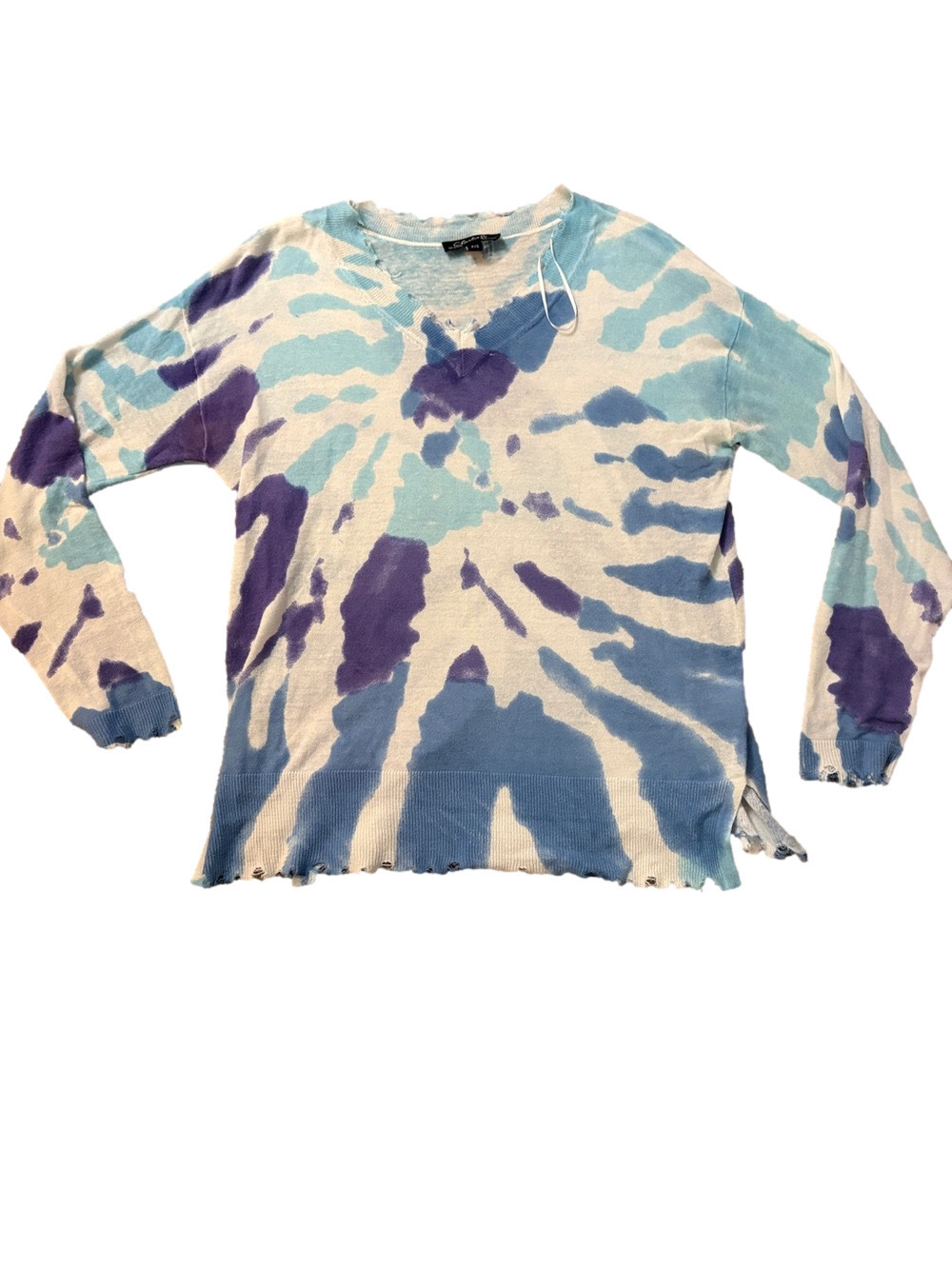 Tie-Dye Pullover Sweater in Blue, Purple & White - Size P/S